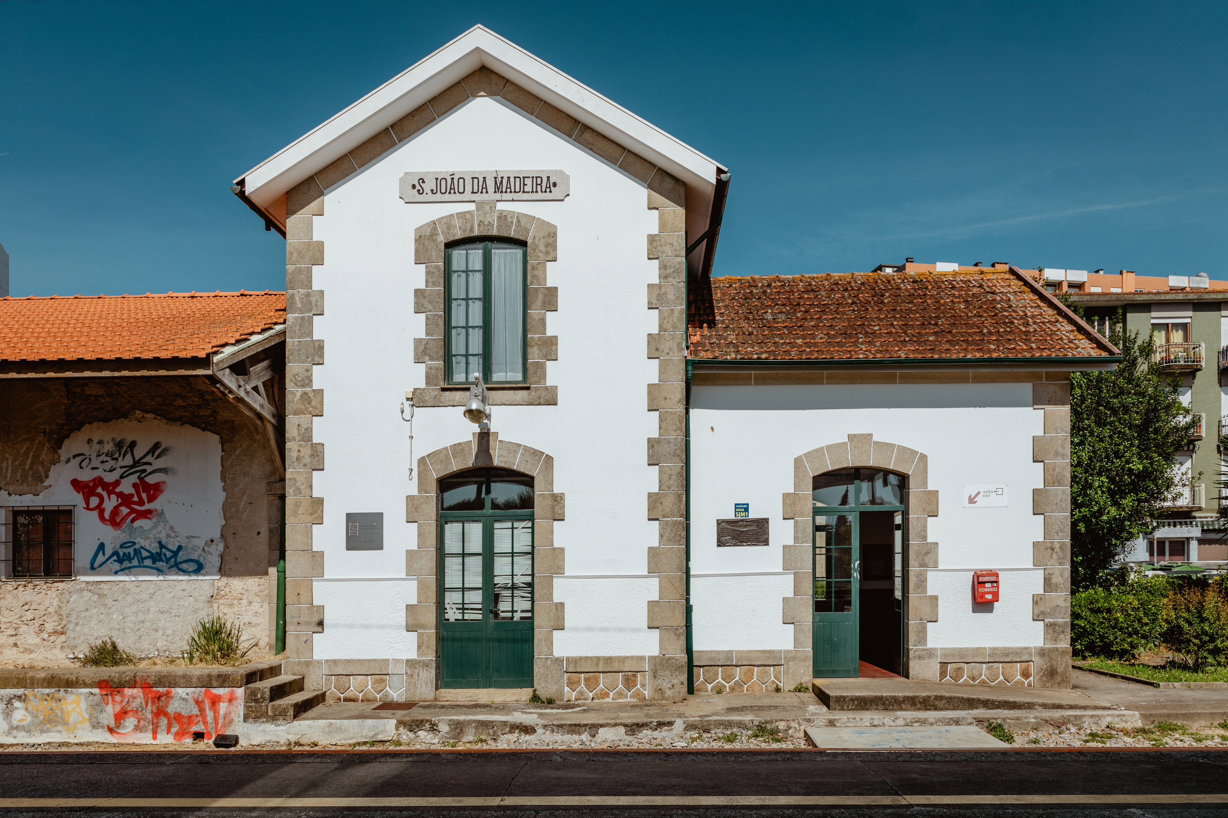 a building with a brick wall
