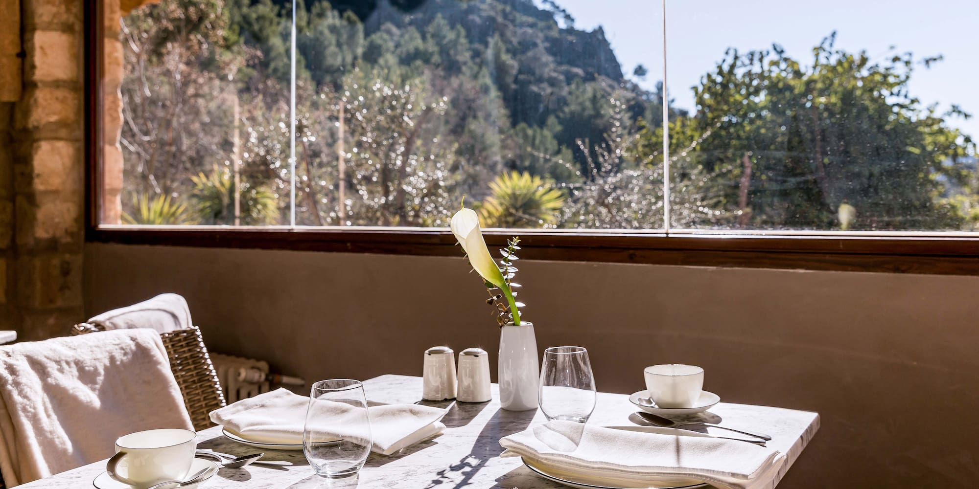 a table set for a meal outside