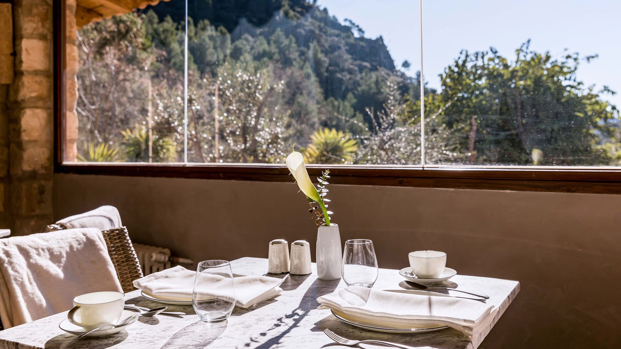 a table set for a meal outside