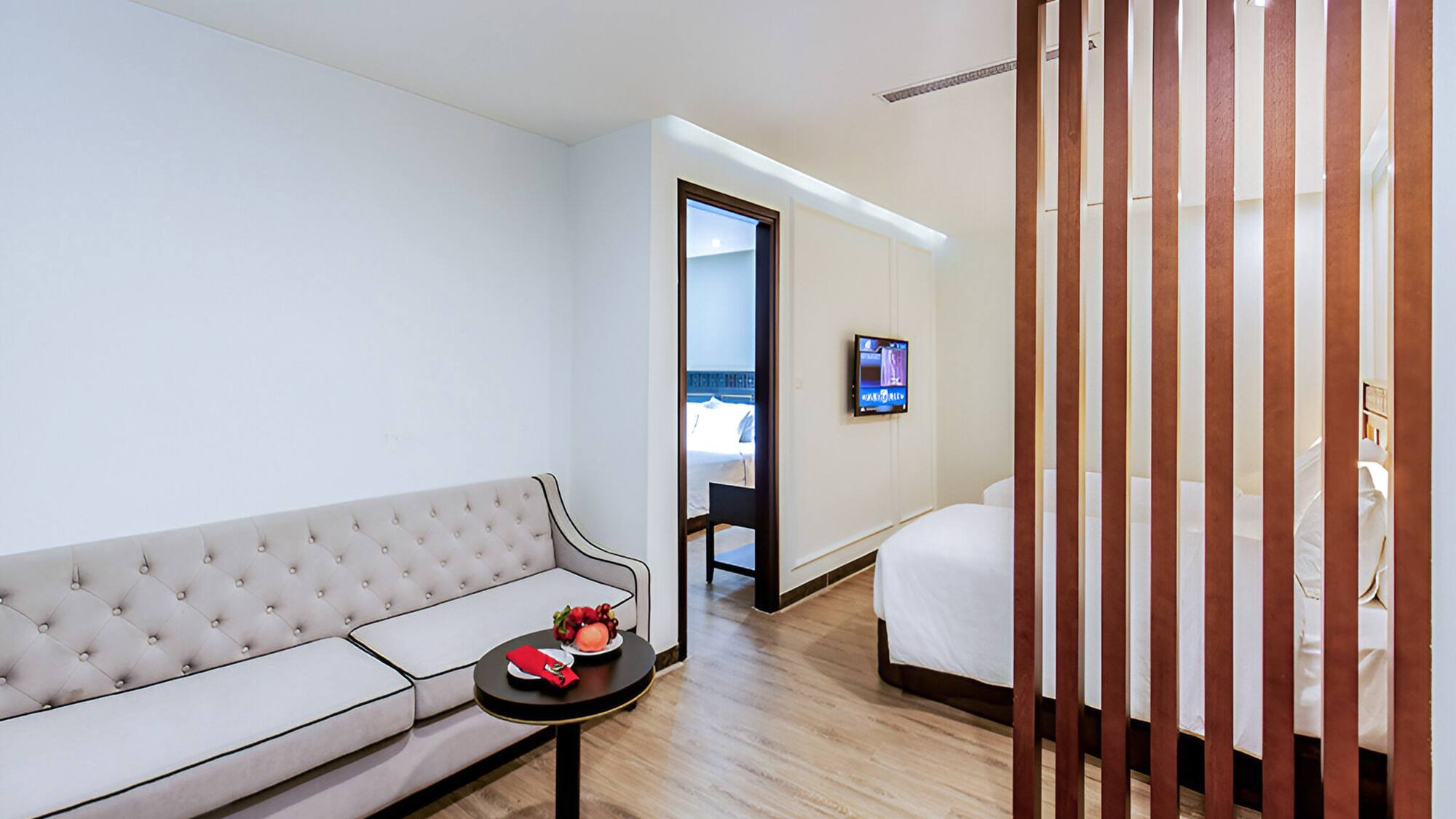 a room with a bed and a couch