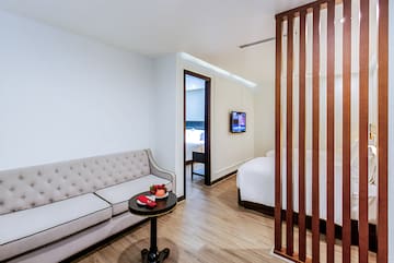 a room with a bed and a couch