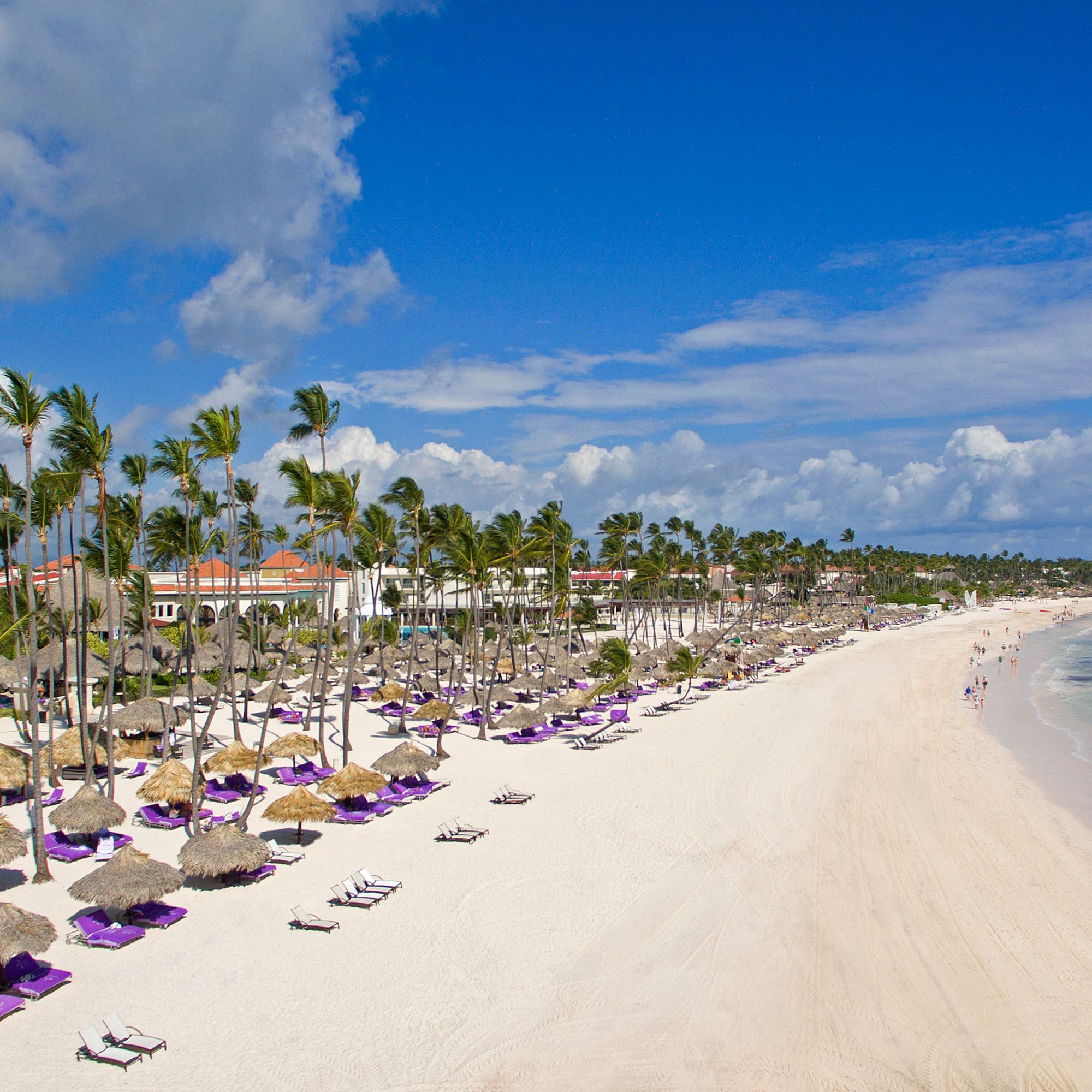 a beach with umbrellas and chairs