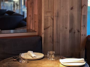 a table with plates and glasses on it