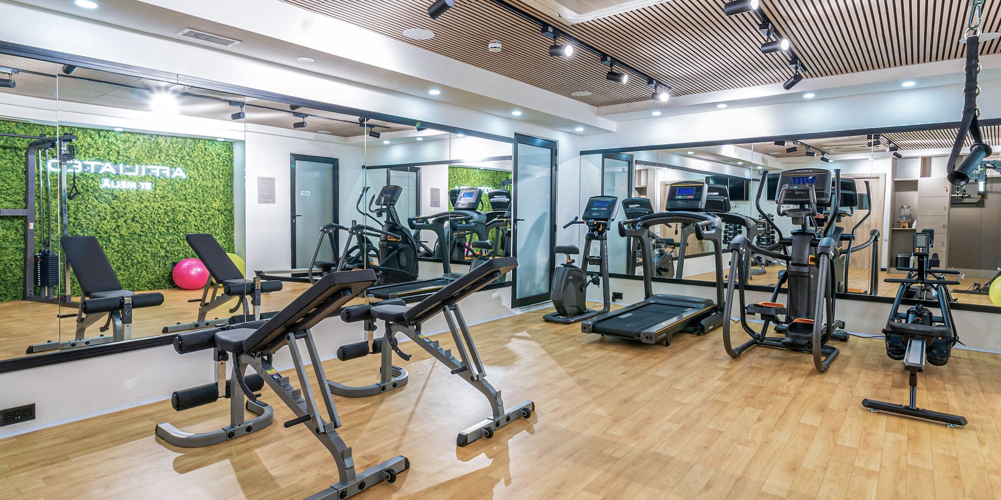 a room with exercise equipment