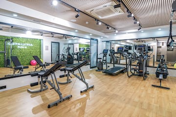 a room with exercise equipment