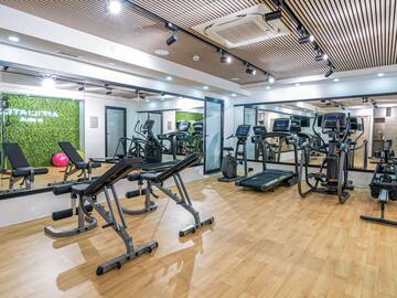 a room with exercise equipment