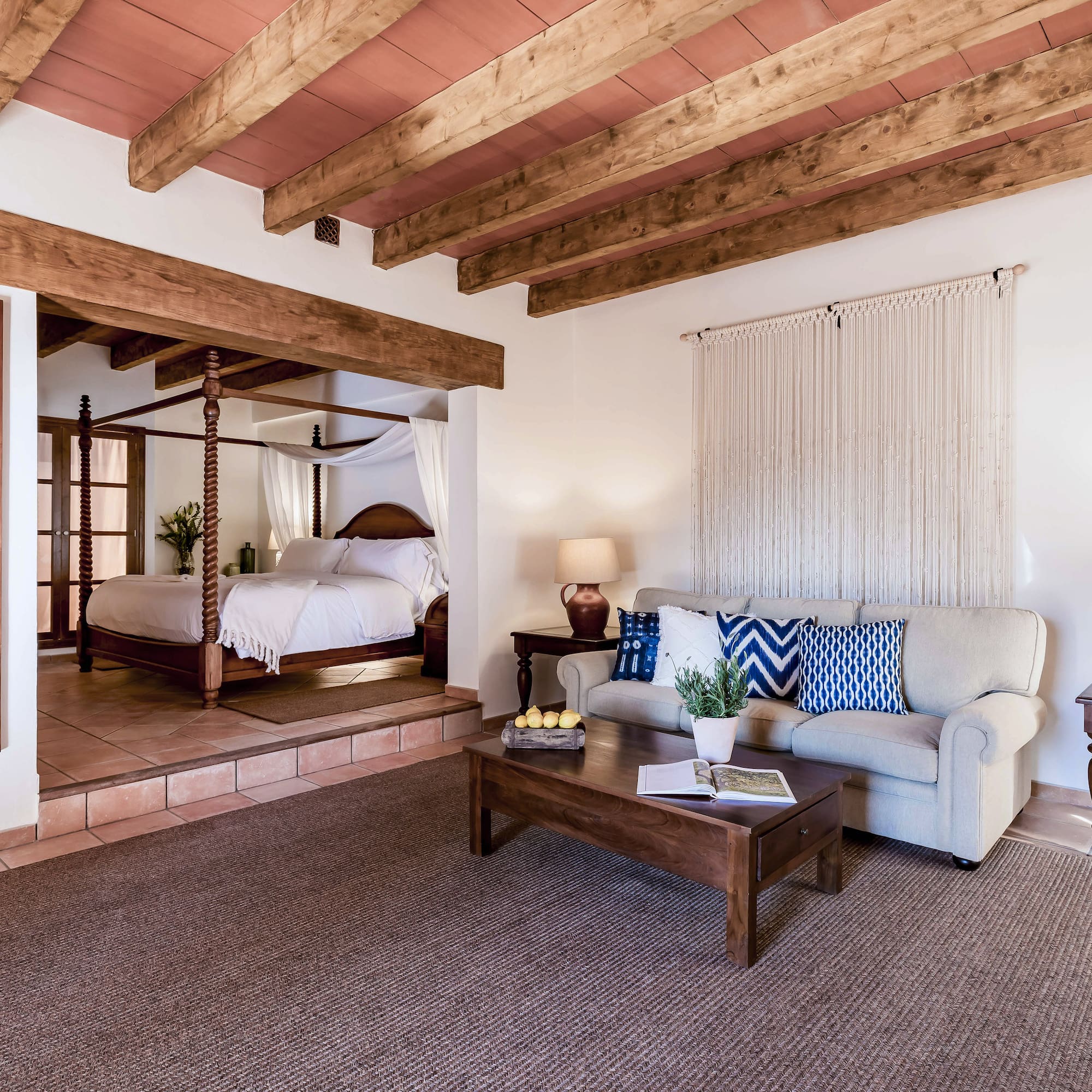 a room with a bed and a couch