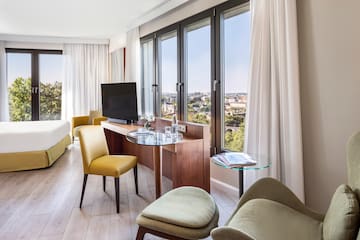 a room with a television and a table