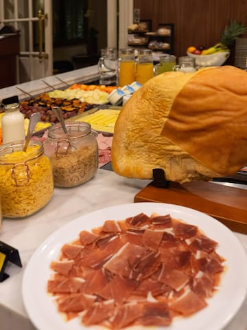 a table with food on it