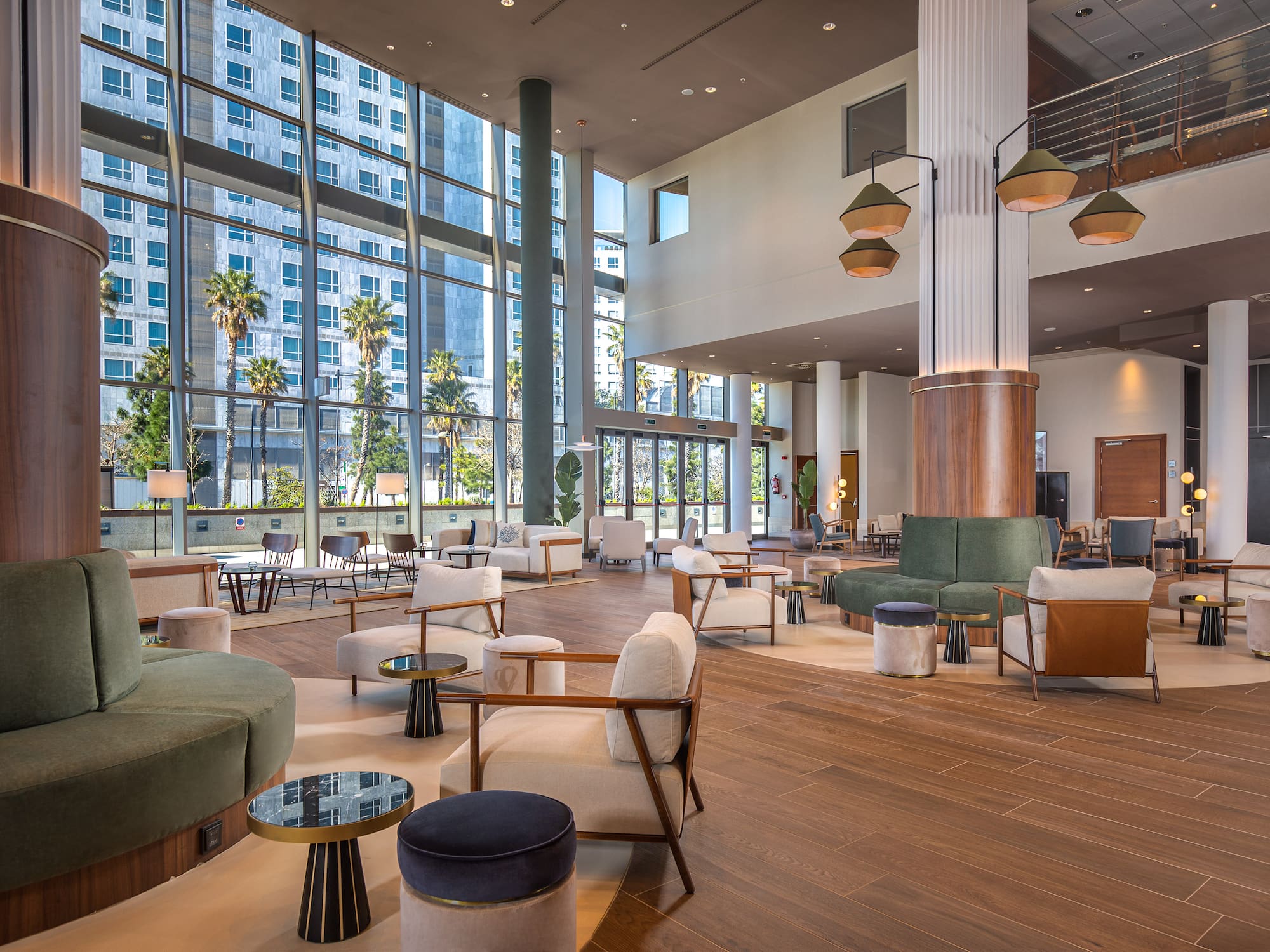 a large room with a large window and a large floor