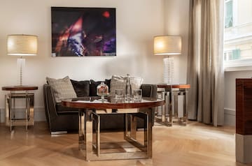 a living room with a couch and a coffee table