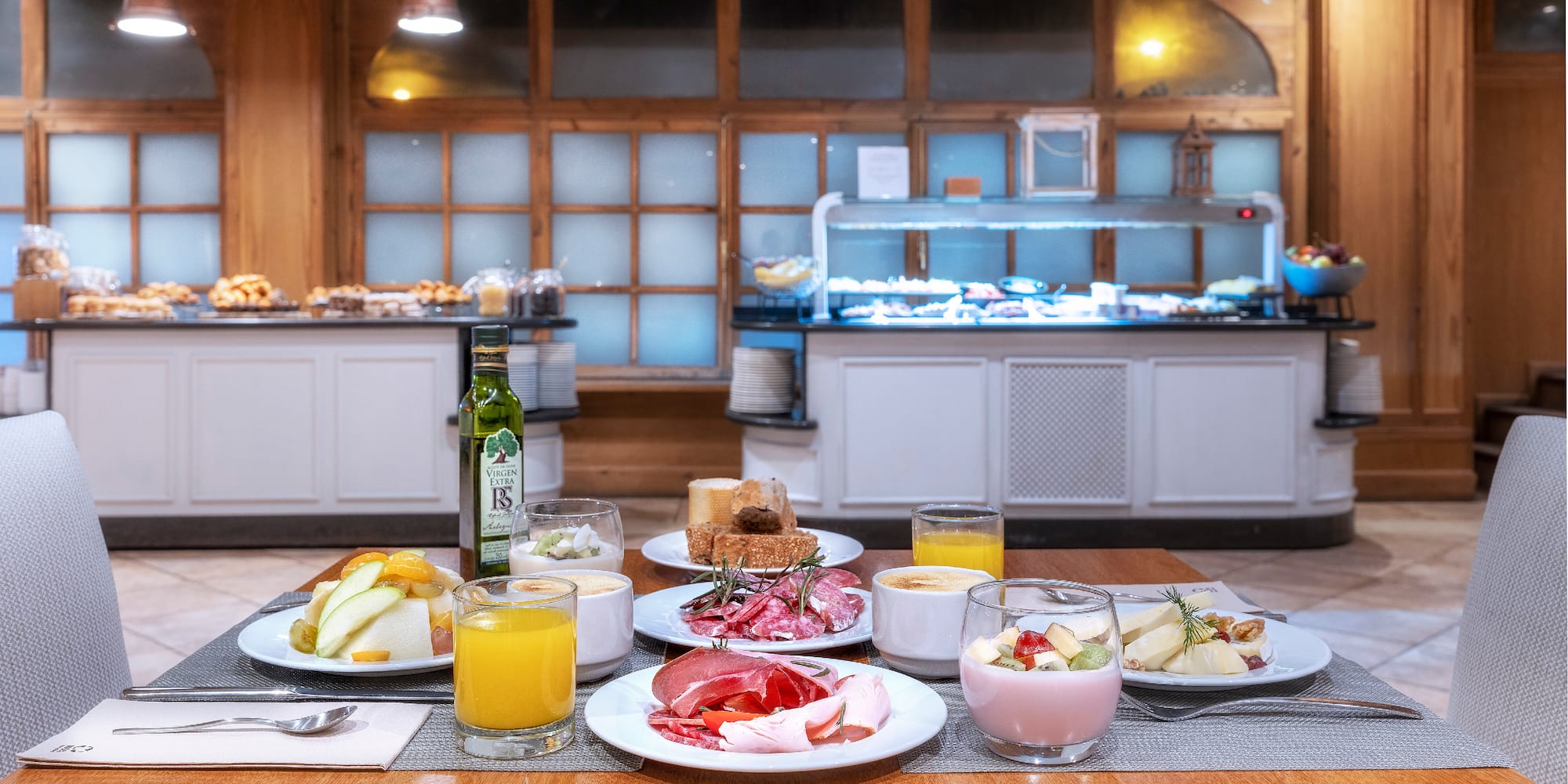 a table with food on it