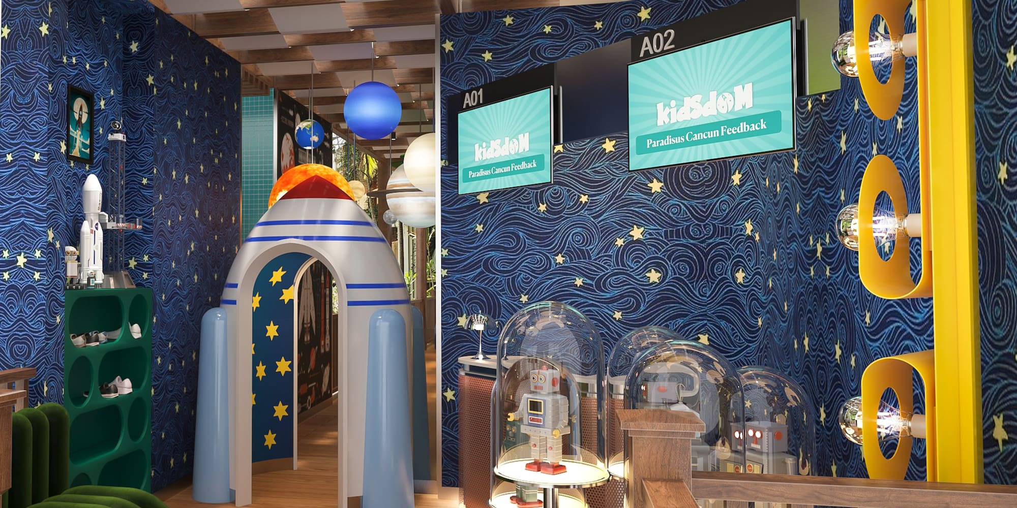 a room with a space theme