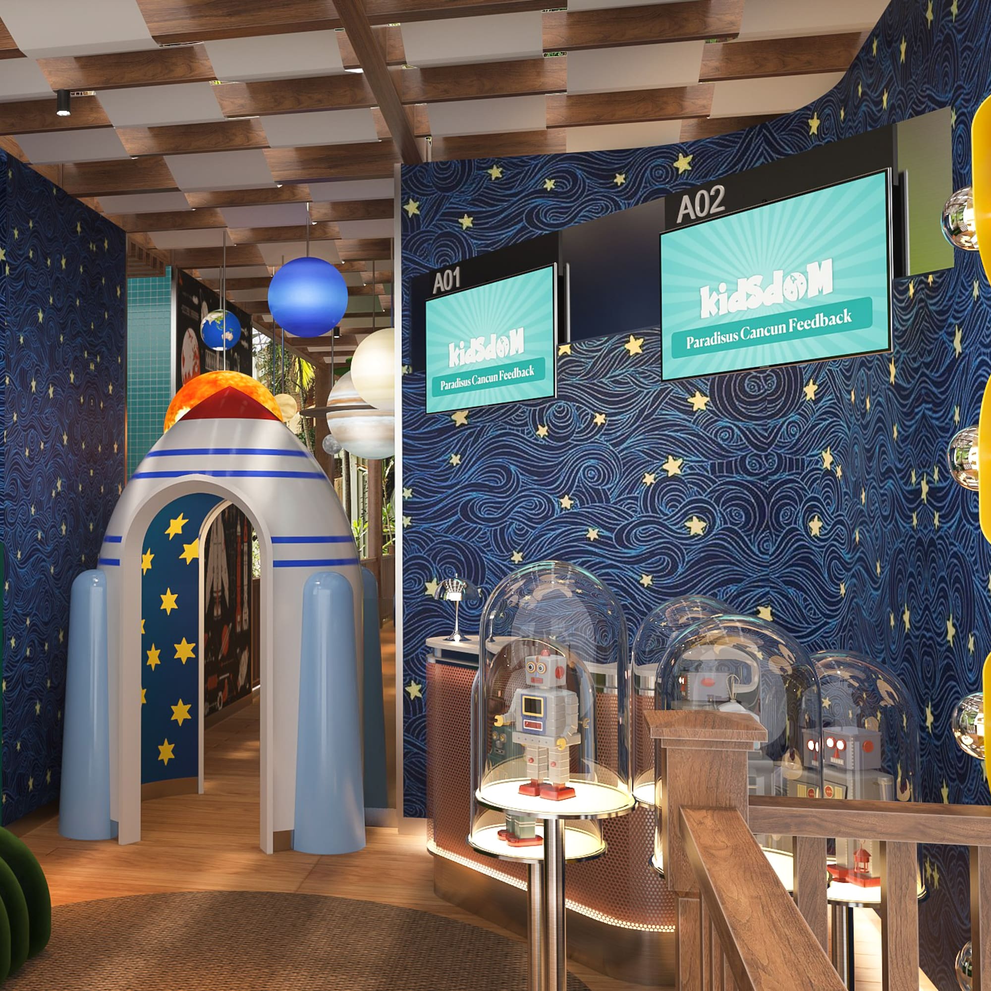 a room with a space theme