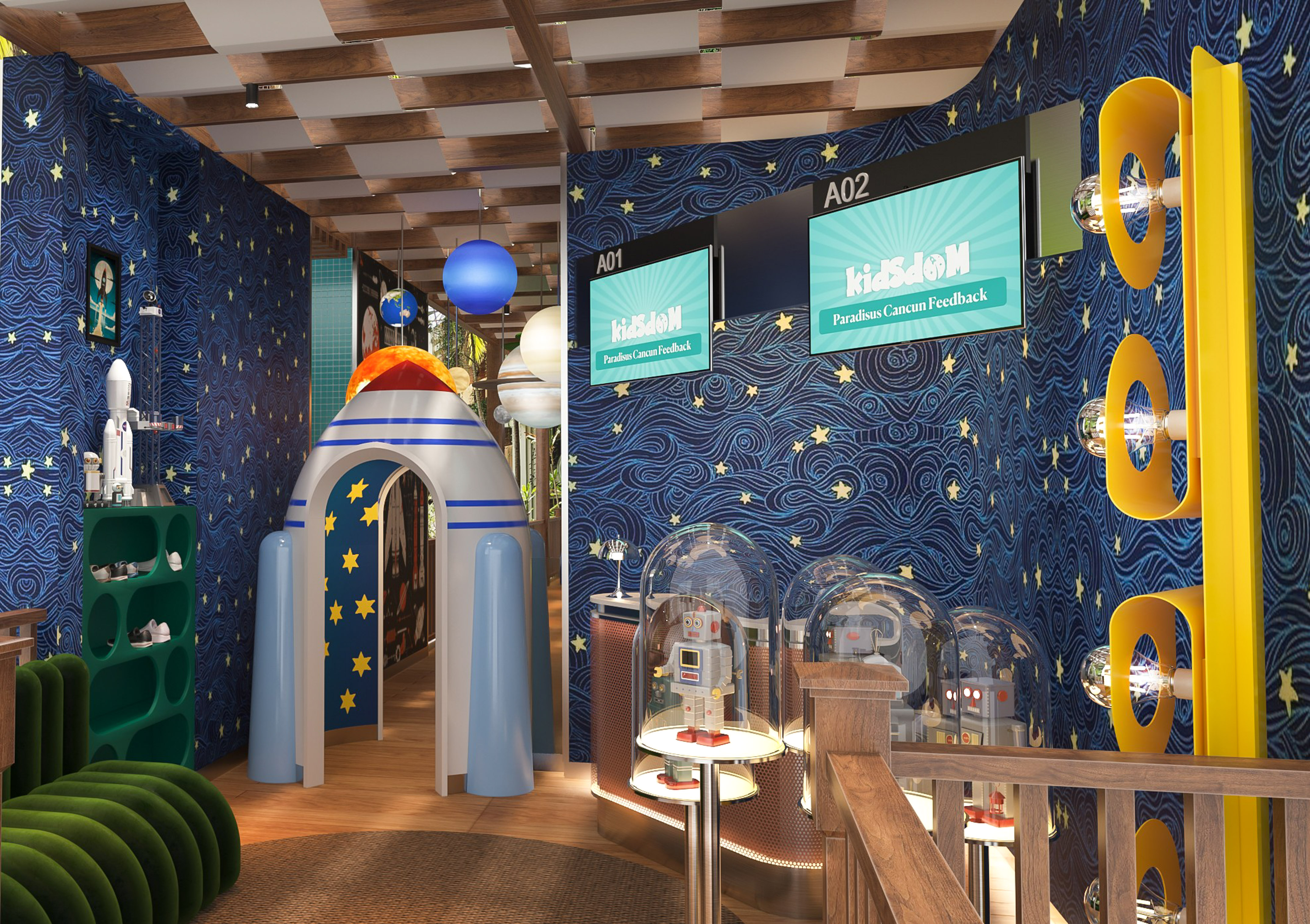 a room with a space theme