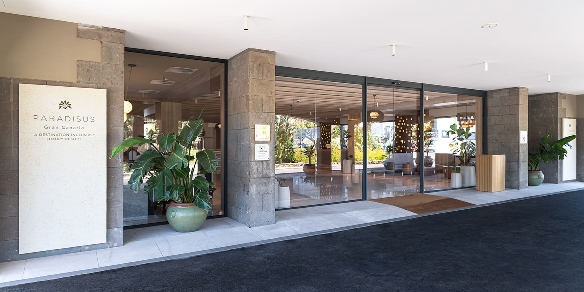 PARADISUS Gran Canaria luxury resort entrance with prominent signage.