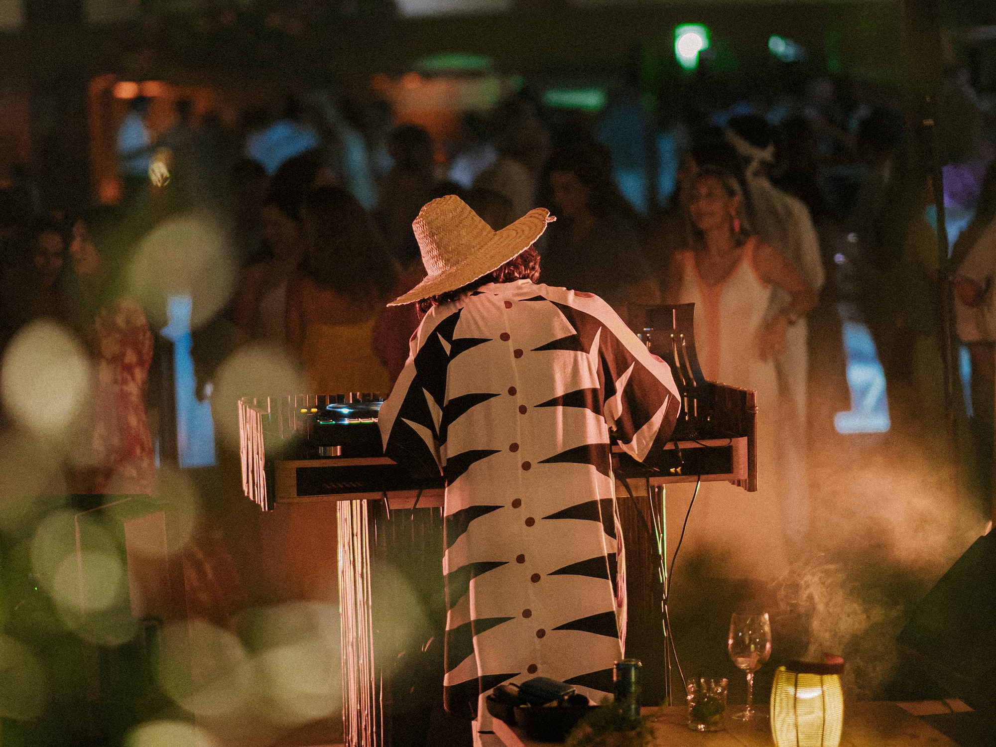 a person playing music at a party