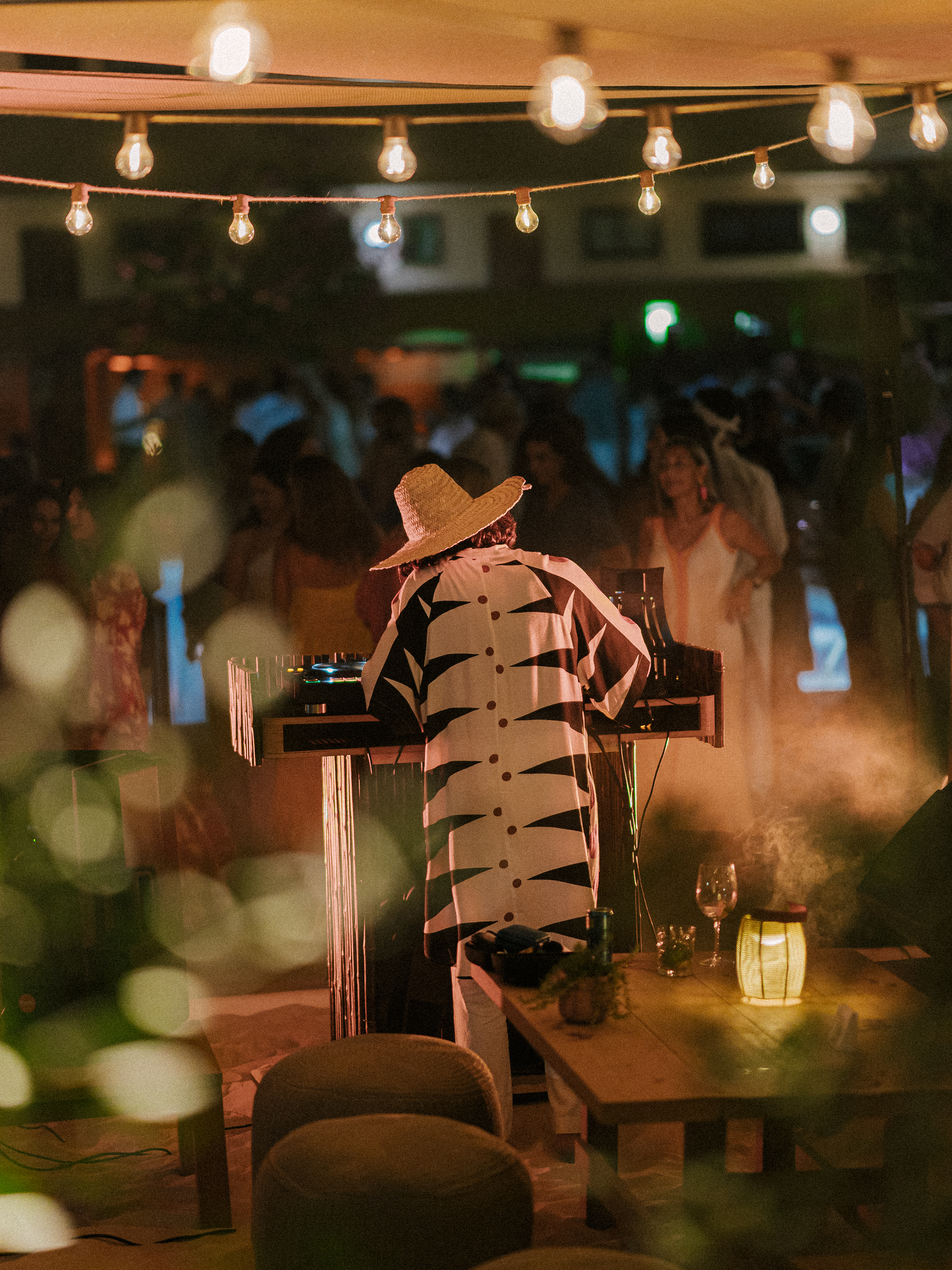 a person playing music at a party