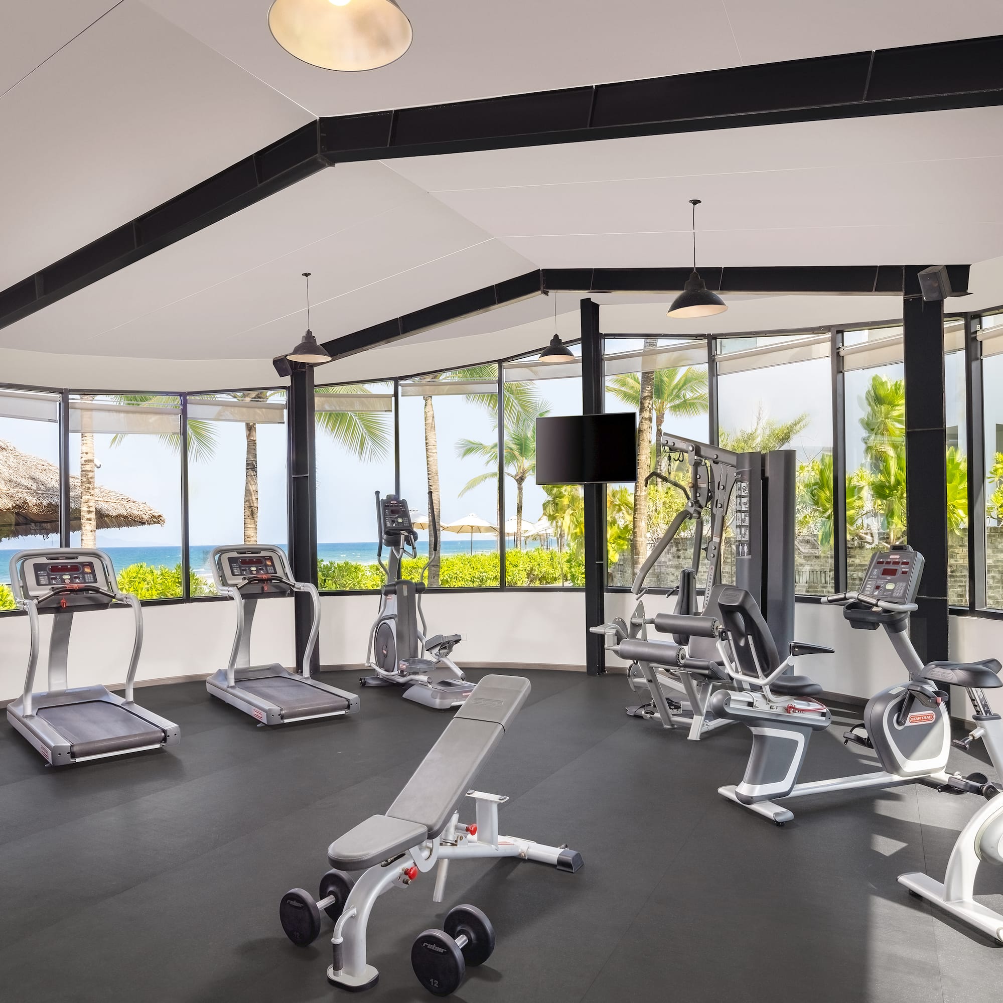 a gym with exercise equipment