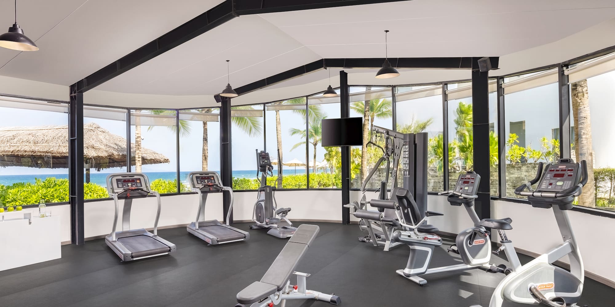 a gym with exercise equipment