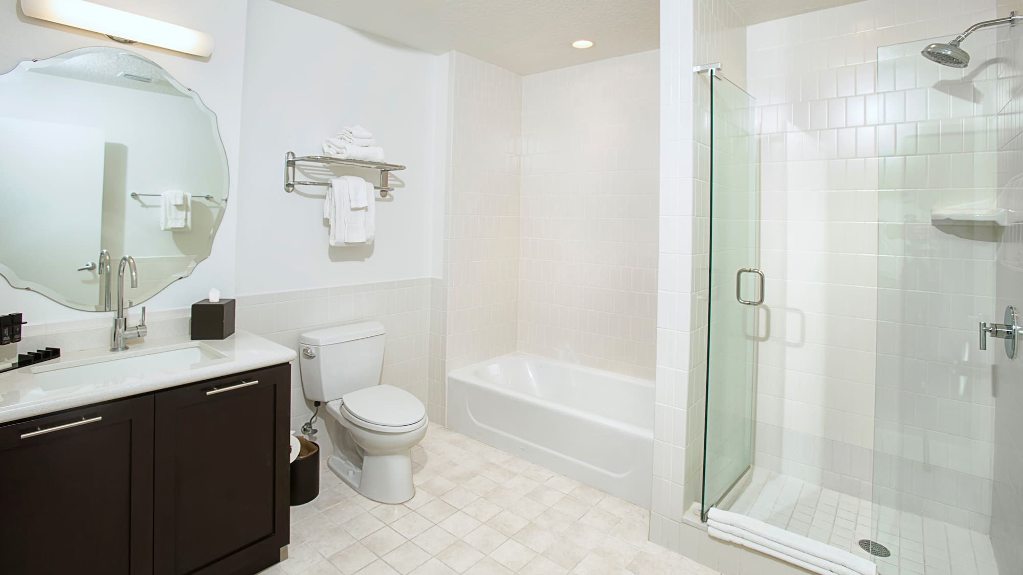 a bathroom with a shower and toilet