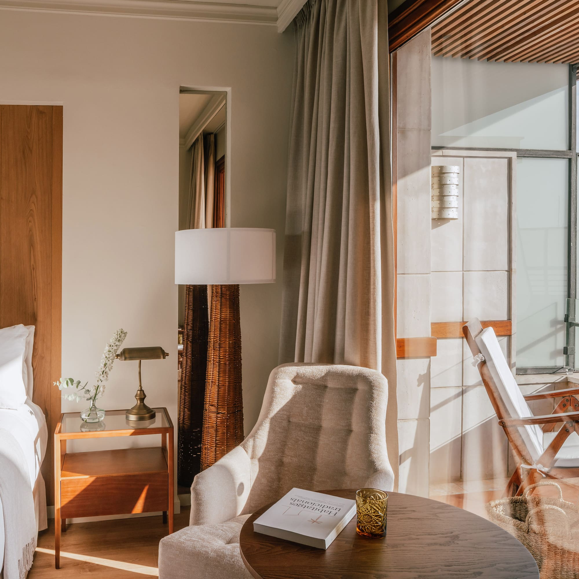 a room with a table and chairs