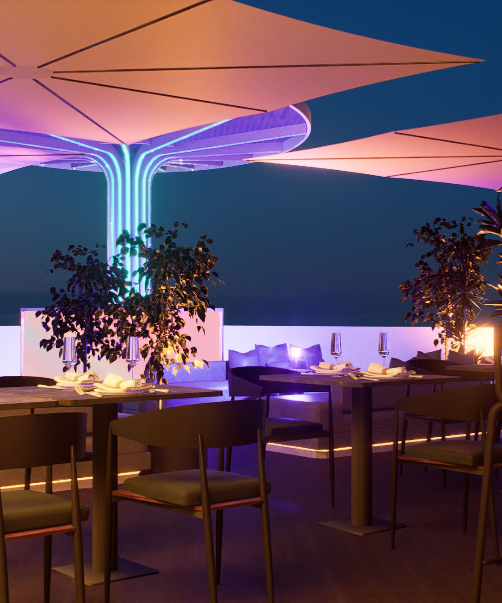 a restaurant with tables and chairs