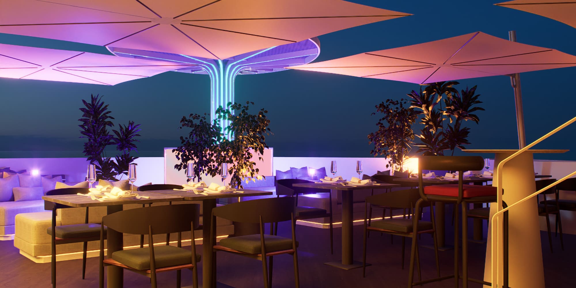 a restaurant with tables and chairs