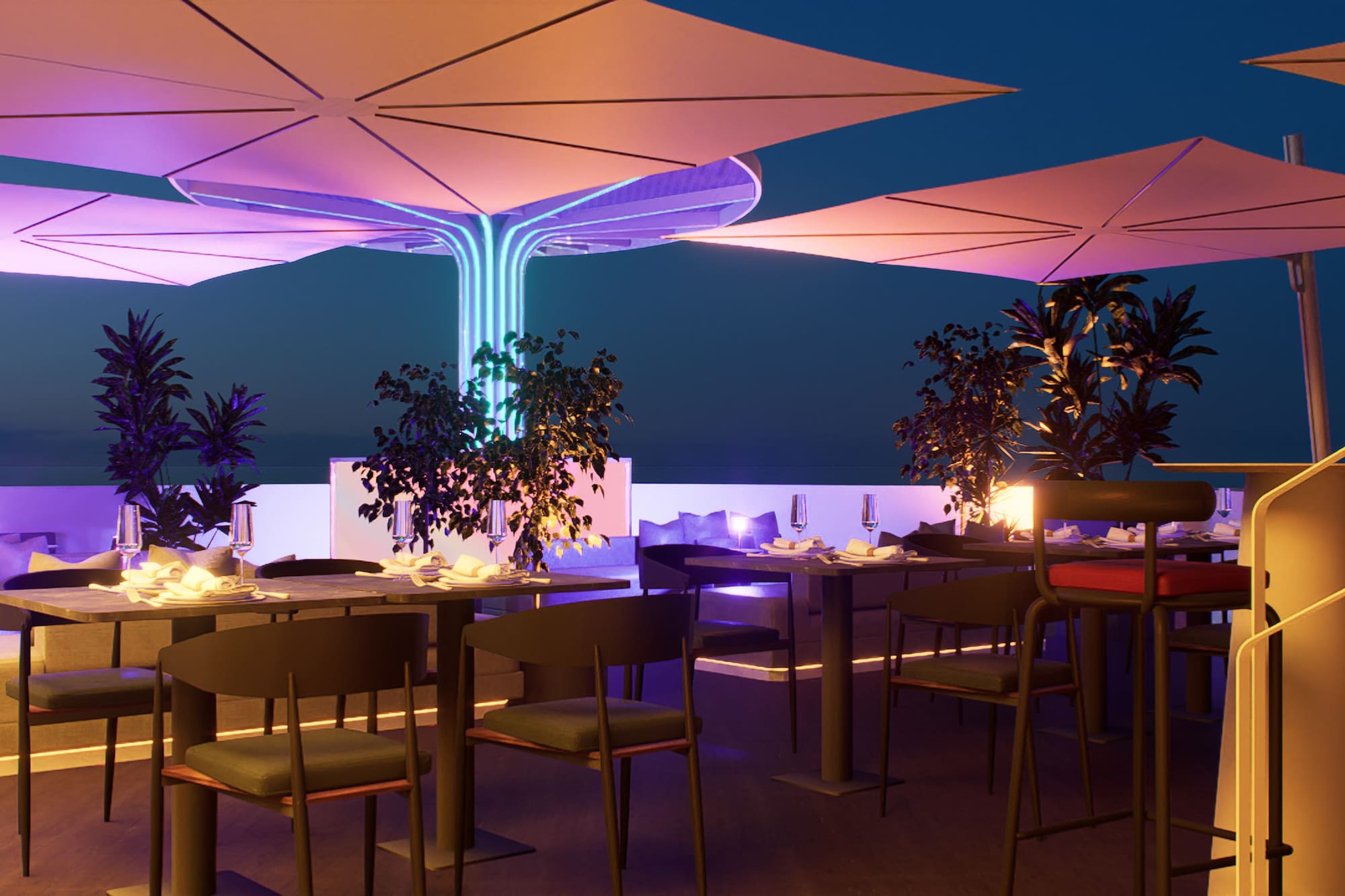 a restaurant with tables and chairs