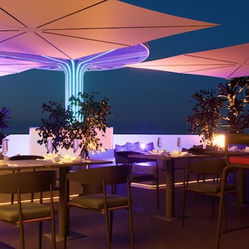 a restaurant with tables and chairs