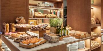a display of food on a counter