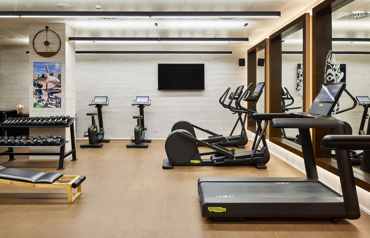 a room with exercise equipment