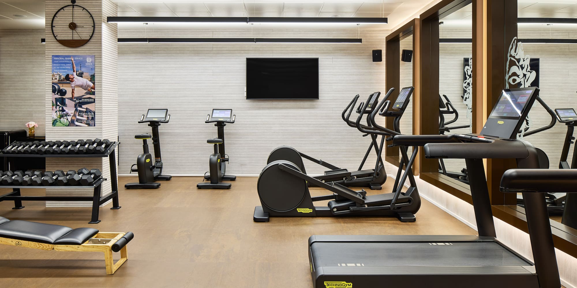 a room with exercise equipment