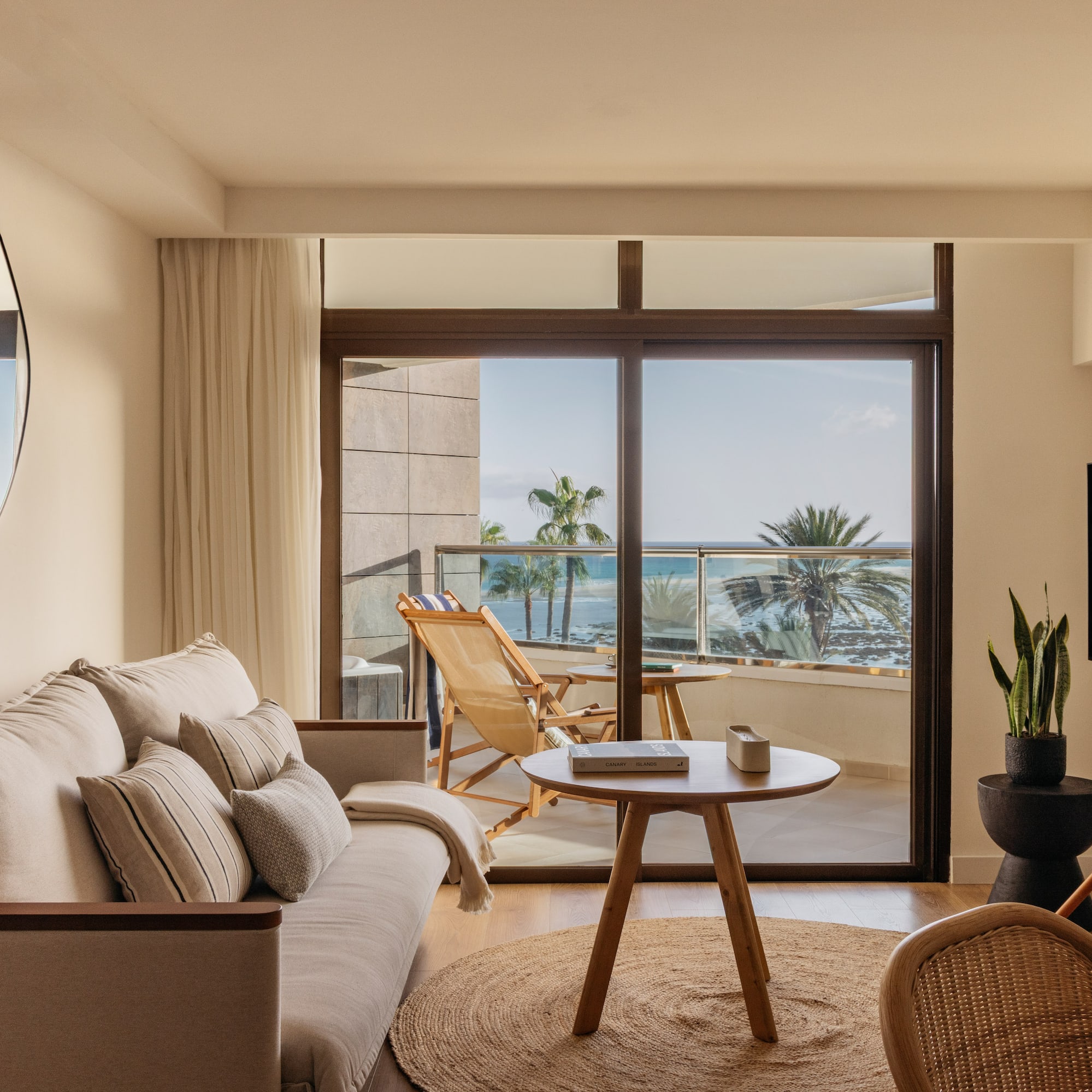 a living room with a couch and a table