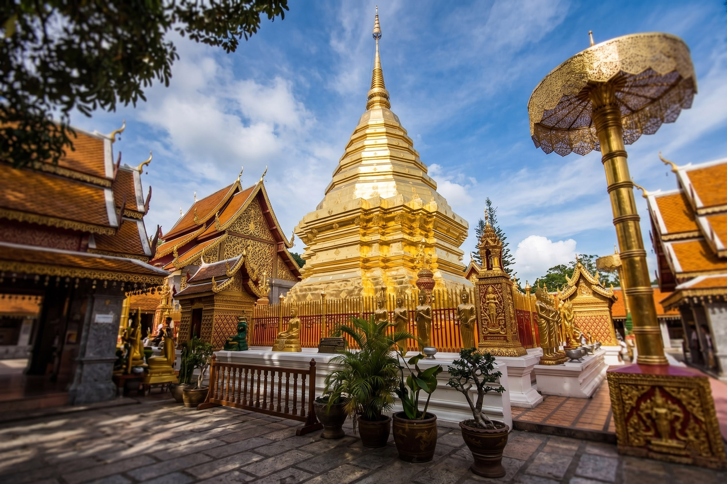 Golden stupa at Wat Phra That Doi Suthep, Chiang Mai, Thailand.