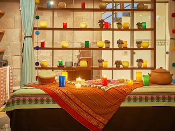 a table with candles on it