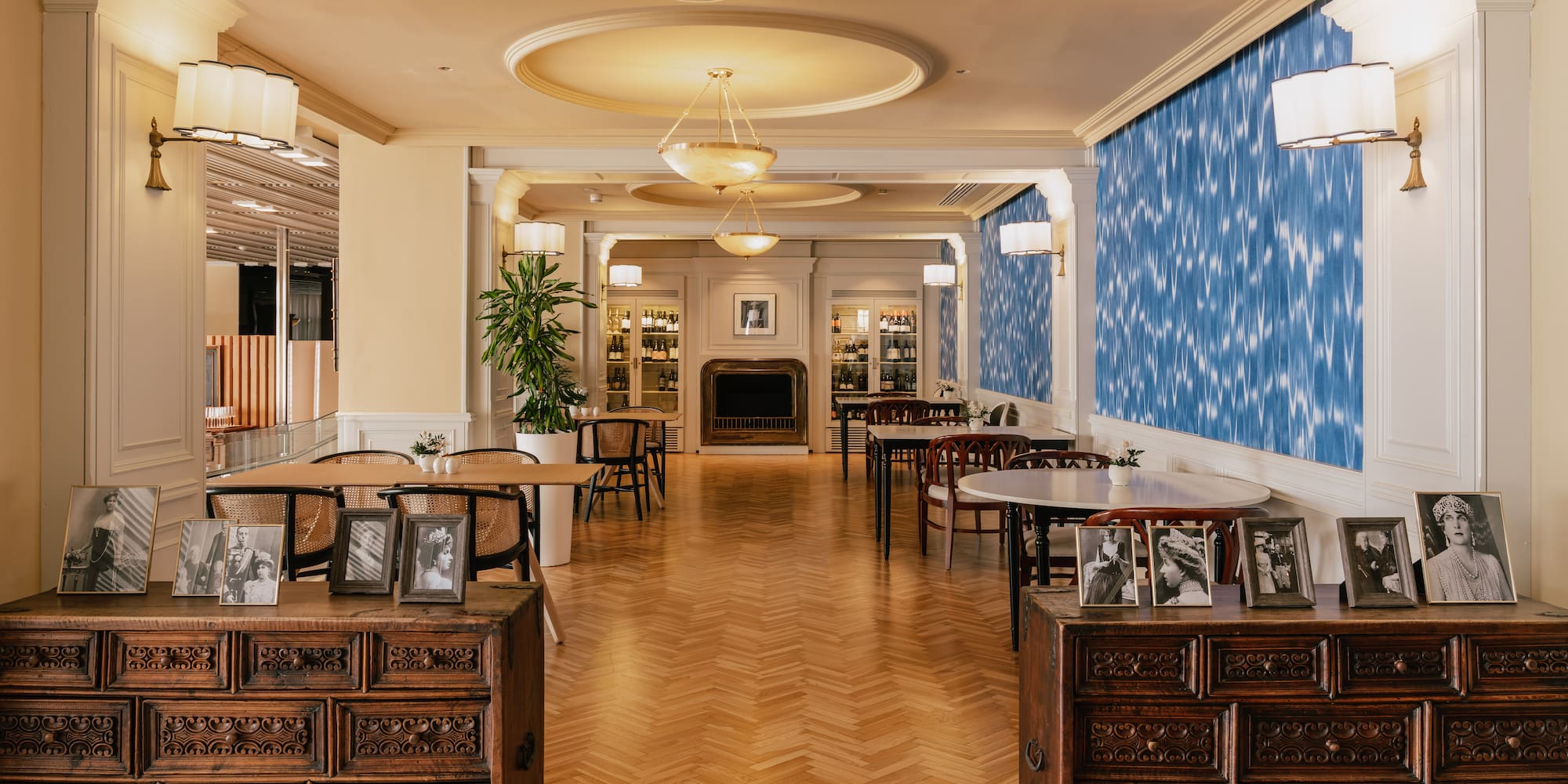 a room with tables and chairs