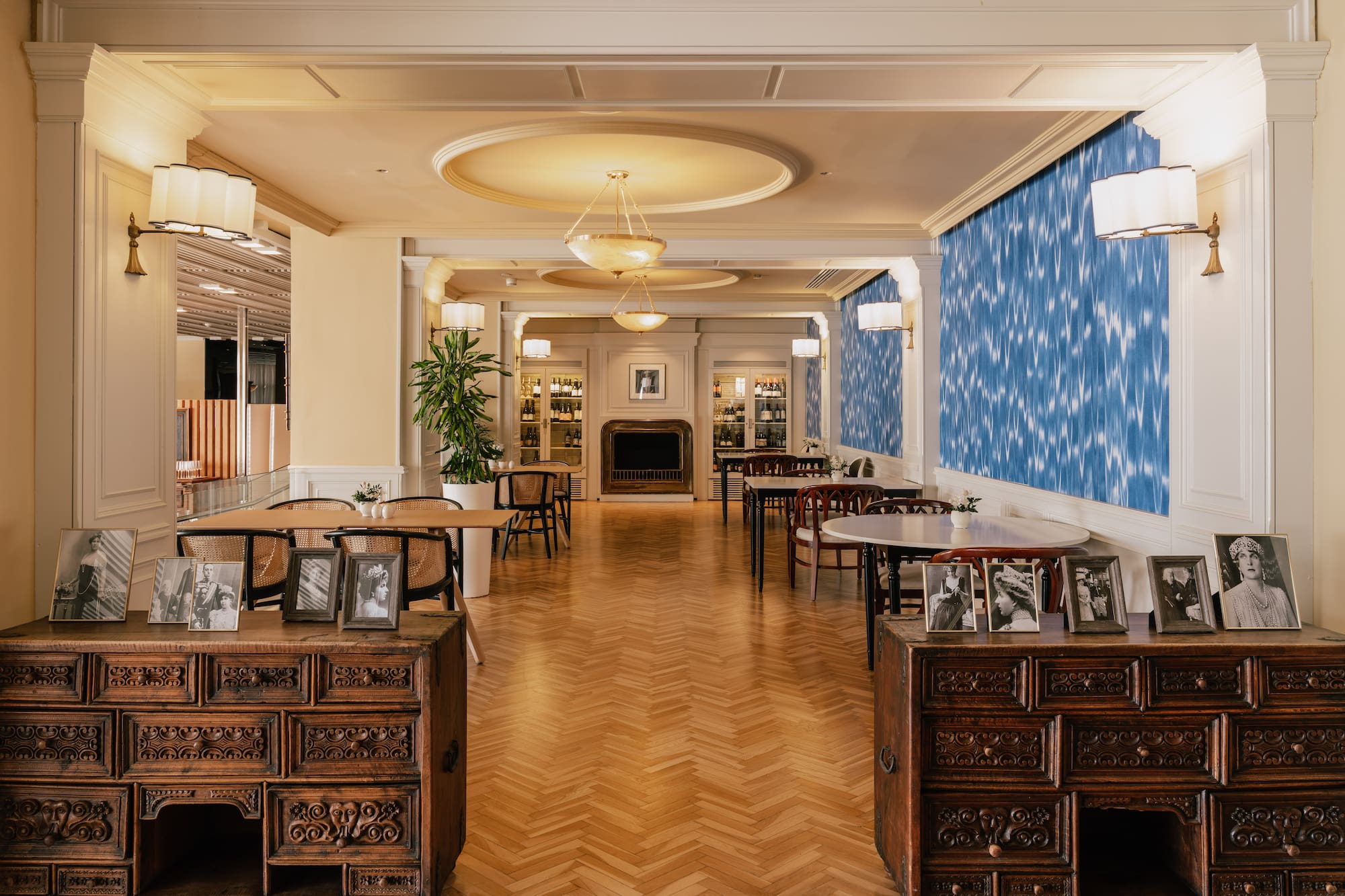 a room with tables and chairs