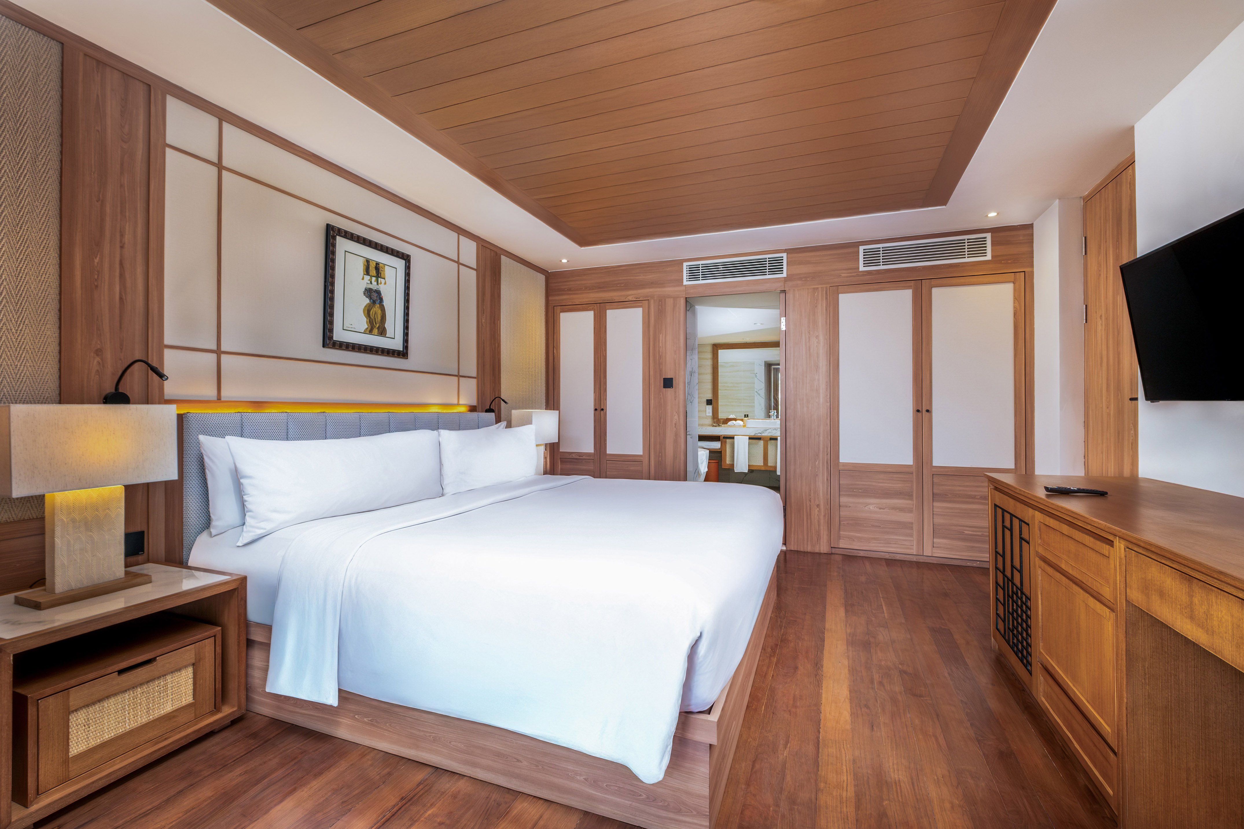 a bed in a room