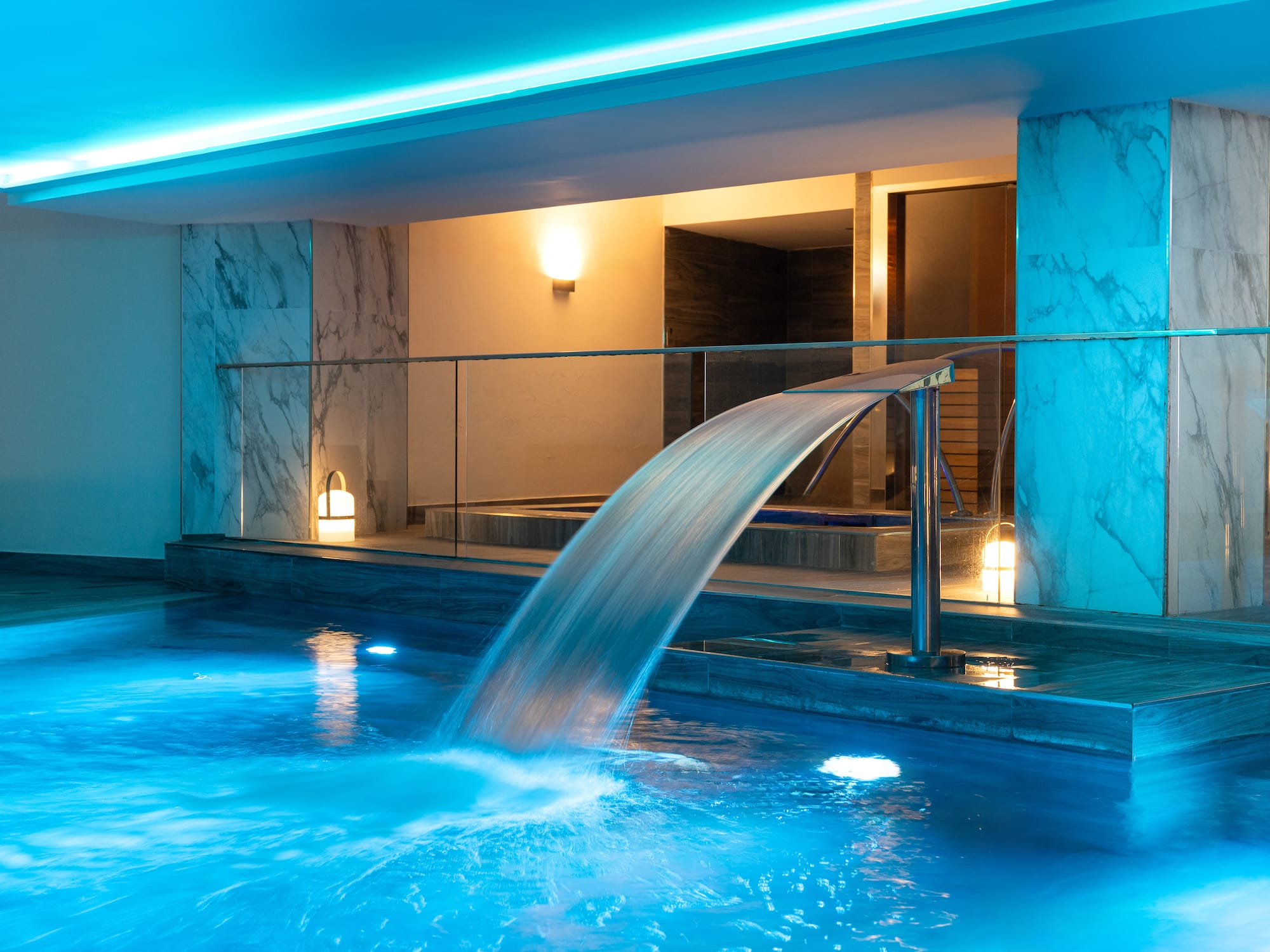 a room with a sliding door