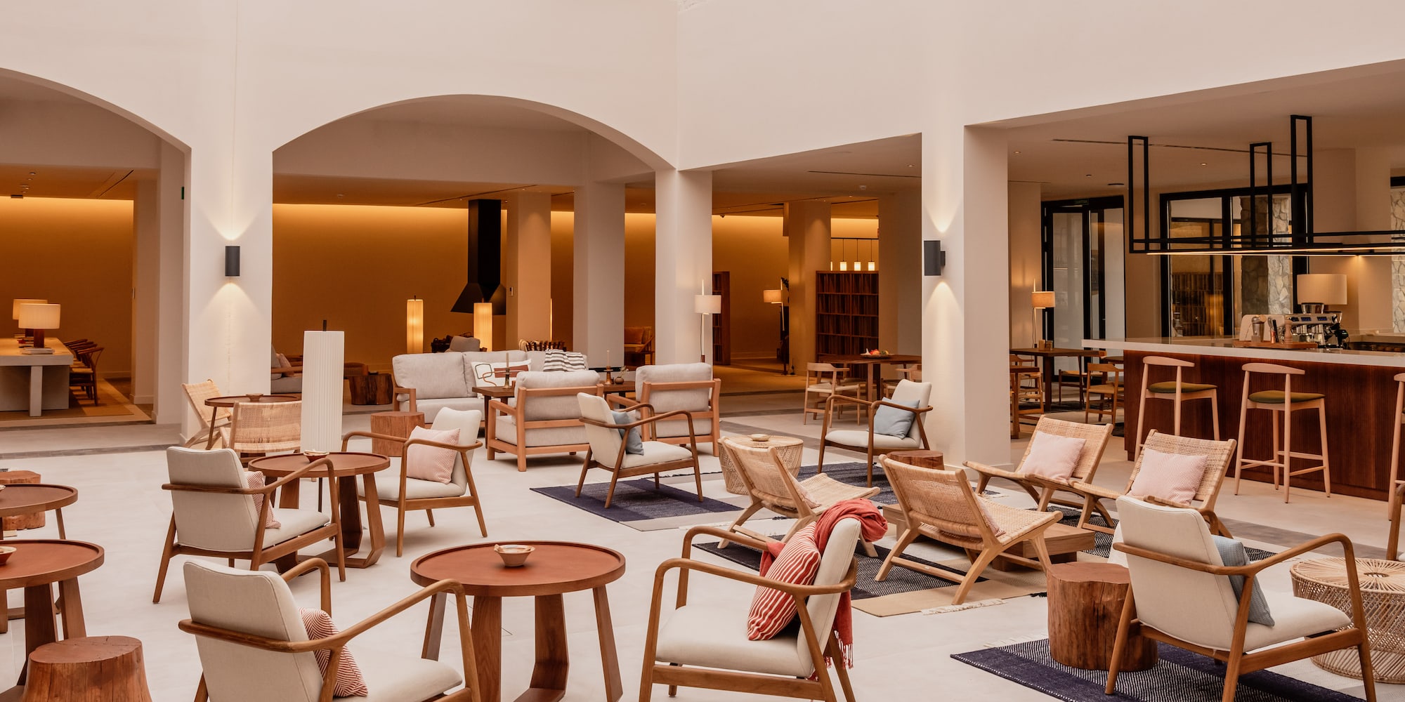 a room with chairs and tables