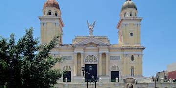 Santiago de Cuba with a statue on top of it