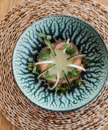 a bowl of food on a table
