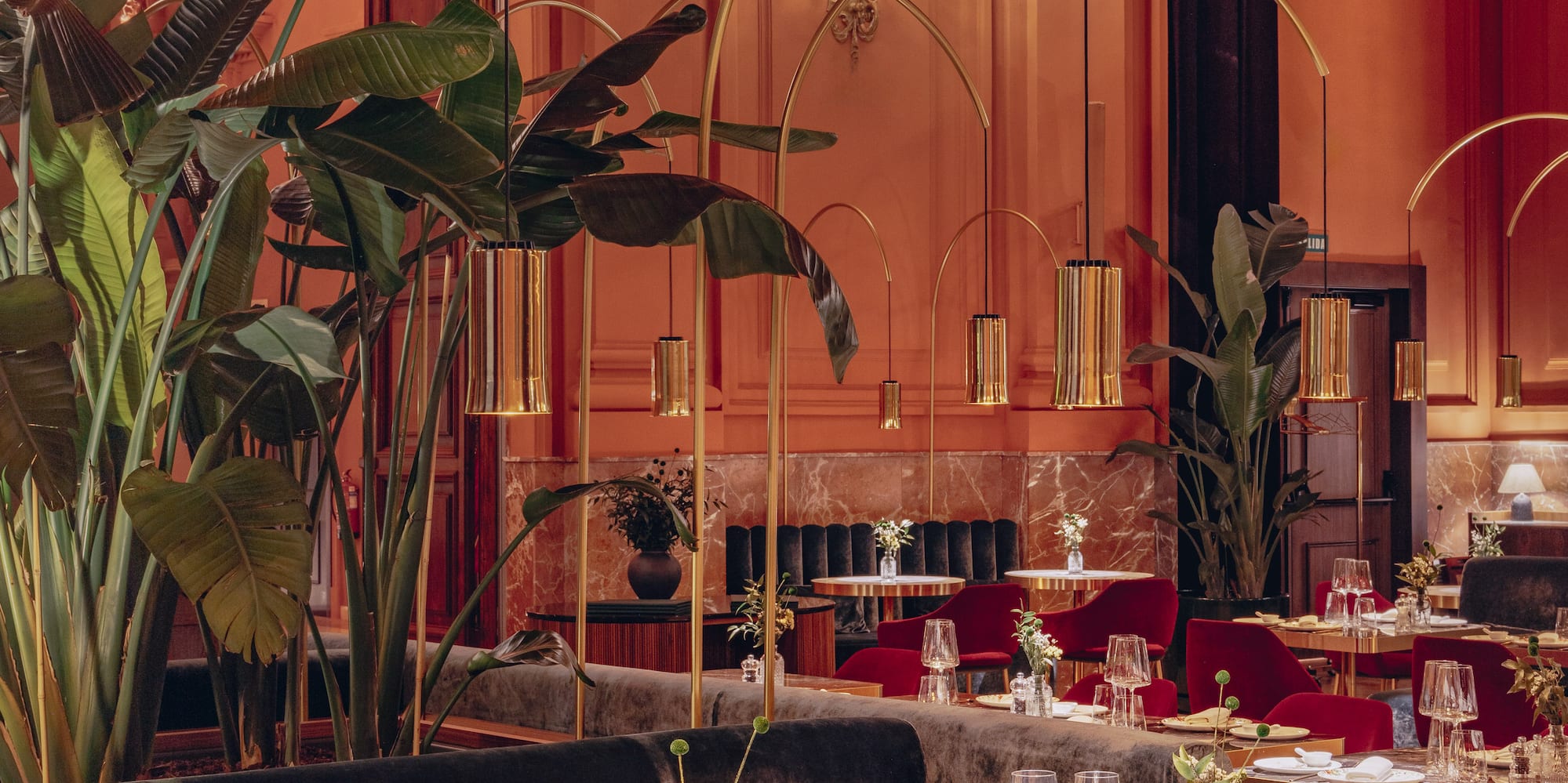 a room with tables and chairs