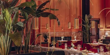 a room with tables and chairs