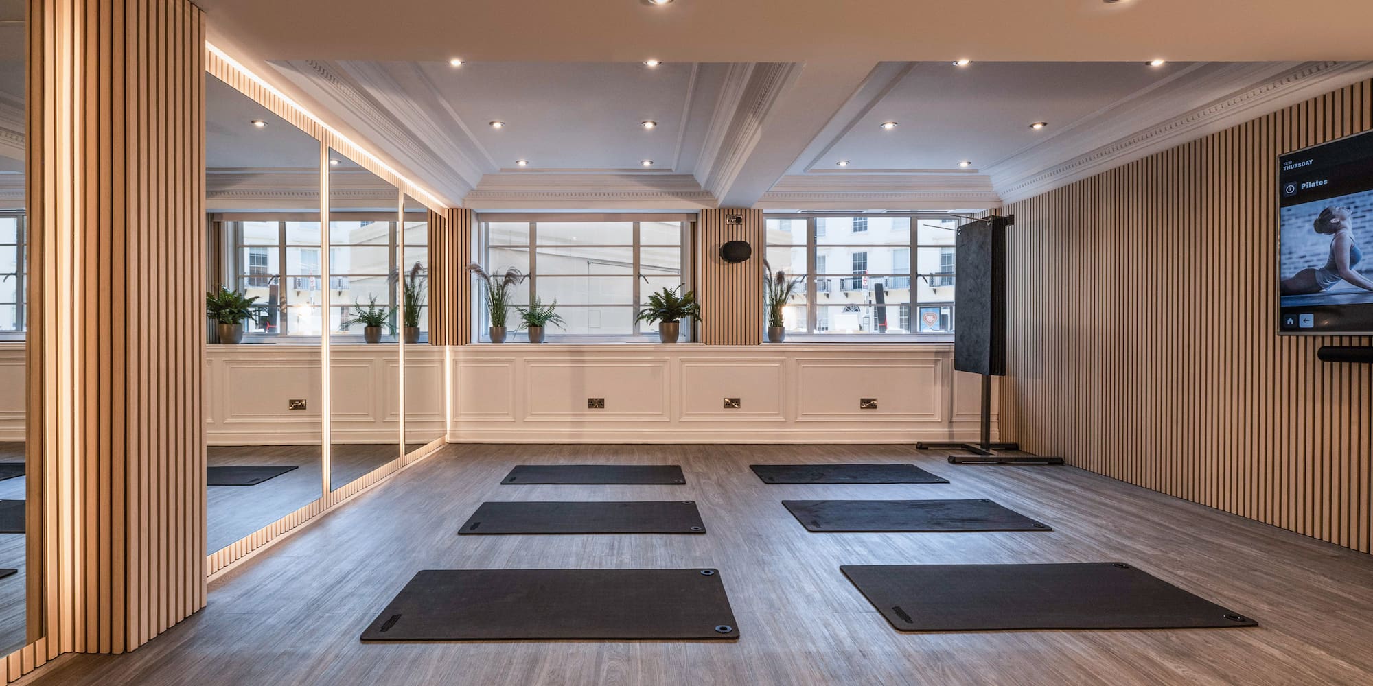 a room with mats on the floor