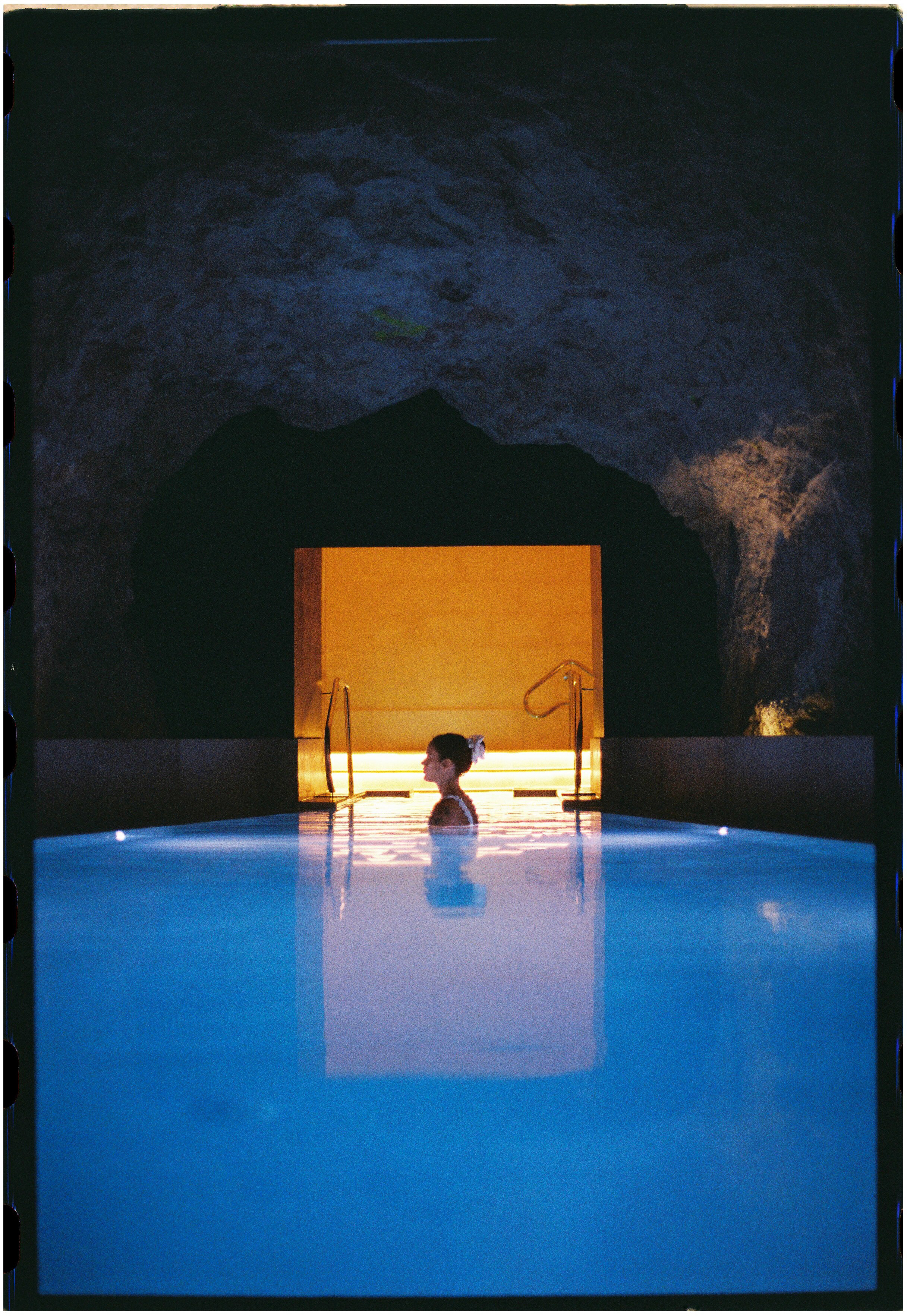 a woman in a pool