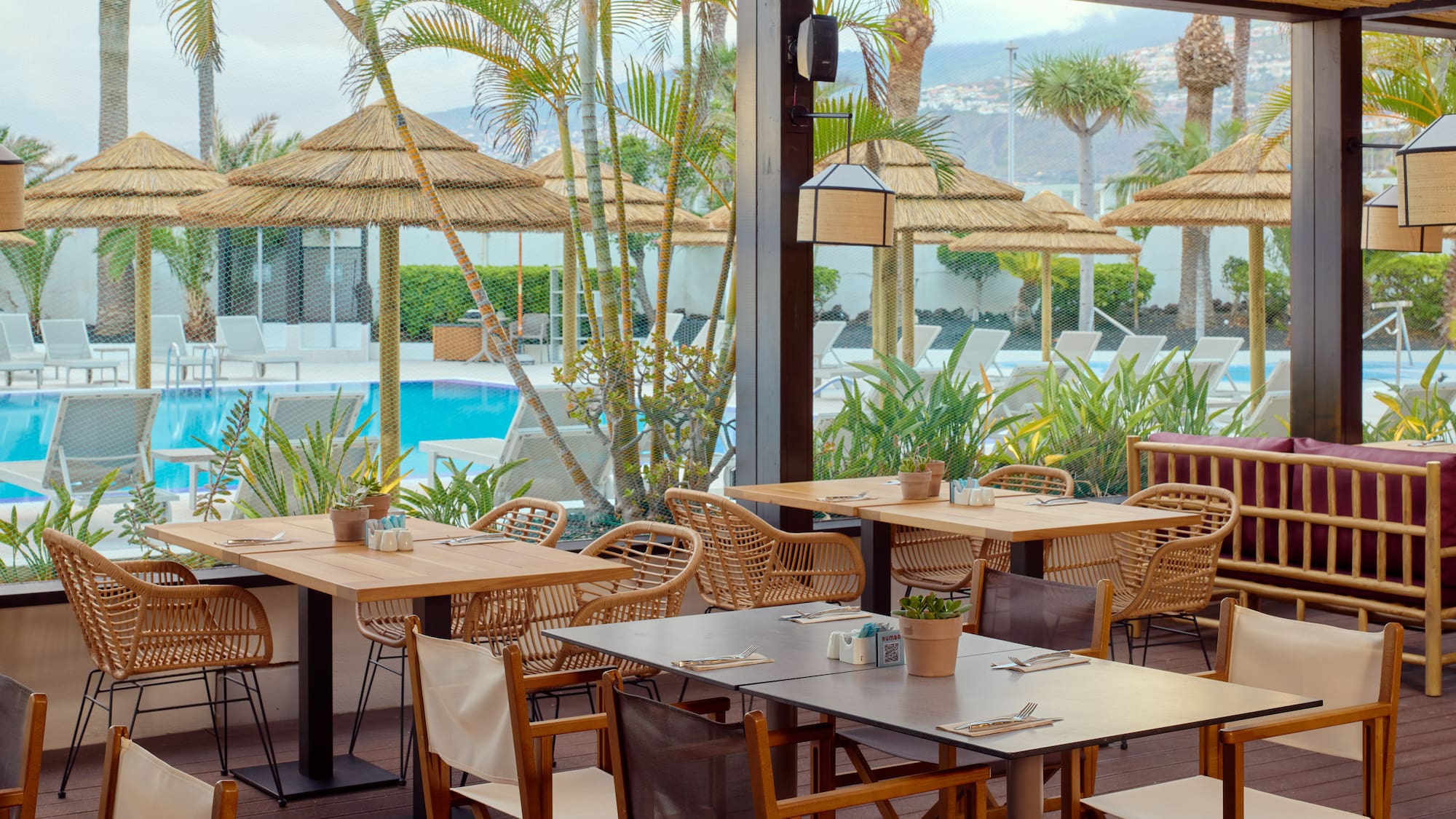 tables and chairs outside a restaurant