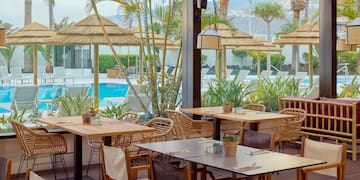 tables and chairs outside a restaurant