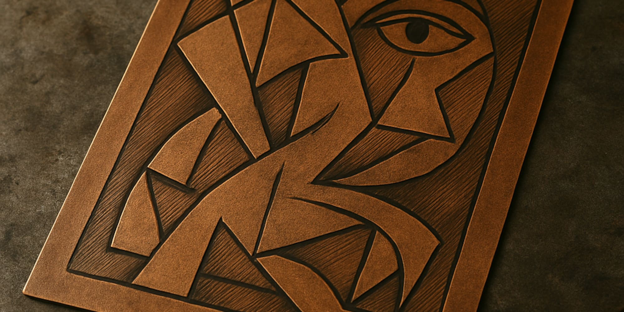 a brown square with a design on it